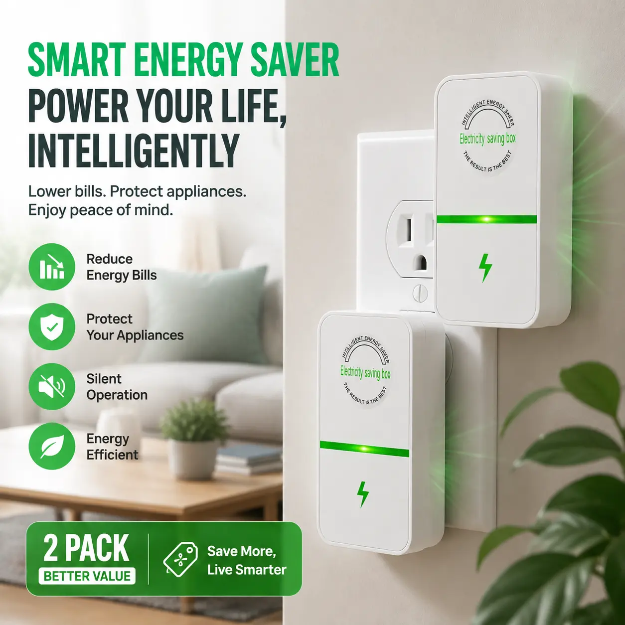 Energy Saving Plug Power Sockets, 2026 Updated Design Home Improvement Accessory, 2-Piece/4-Piece Electrical Accessory Set, Power Socket-YY2