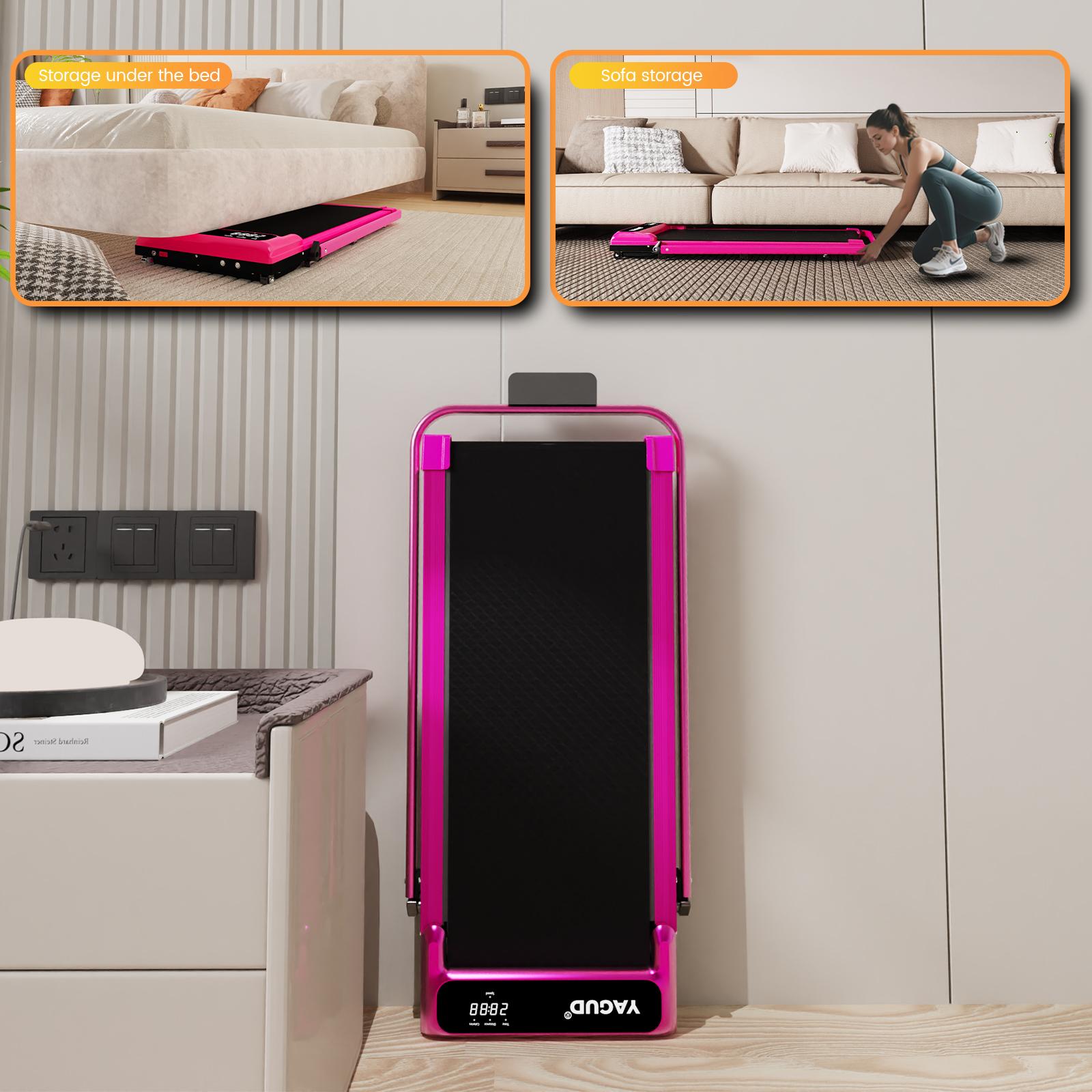 【Colorful Handrail】 YAGUD Upgraded Folding Treadmill , Low-Noise Motor – 265lbs Weight Capacity Spacious Belt Walking Pad, Dual Shock Absorption, Remote Control & Wheels for Easy Moving – Includes Free Resistance Bands SpringStatements