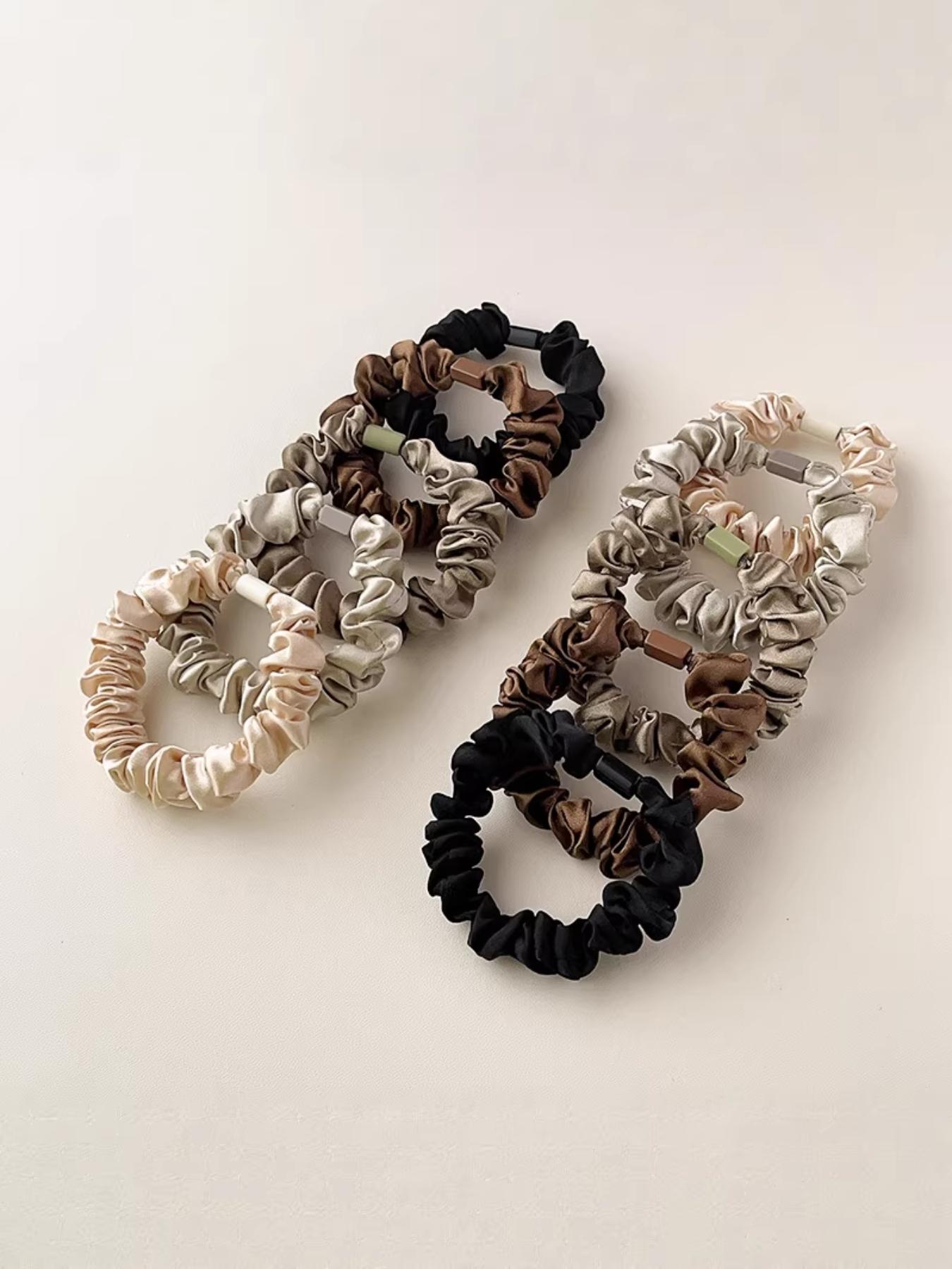 5-Pack New Satin Hair Ties, Elegant and Versatile, Lightweight Luxury, Perfect for Buns and Ponytails, Plain Style, All Seasons