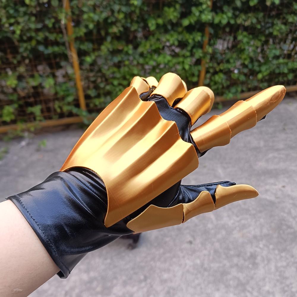 Gold 3D Printing Handmade Gluing Punk Mechanical Gloves Vintage Gothic Wearable Hand Armor Unisex Techwear Cosplay Exoskeleton Gloves