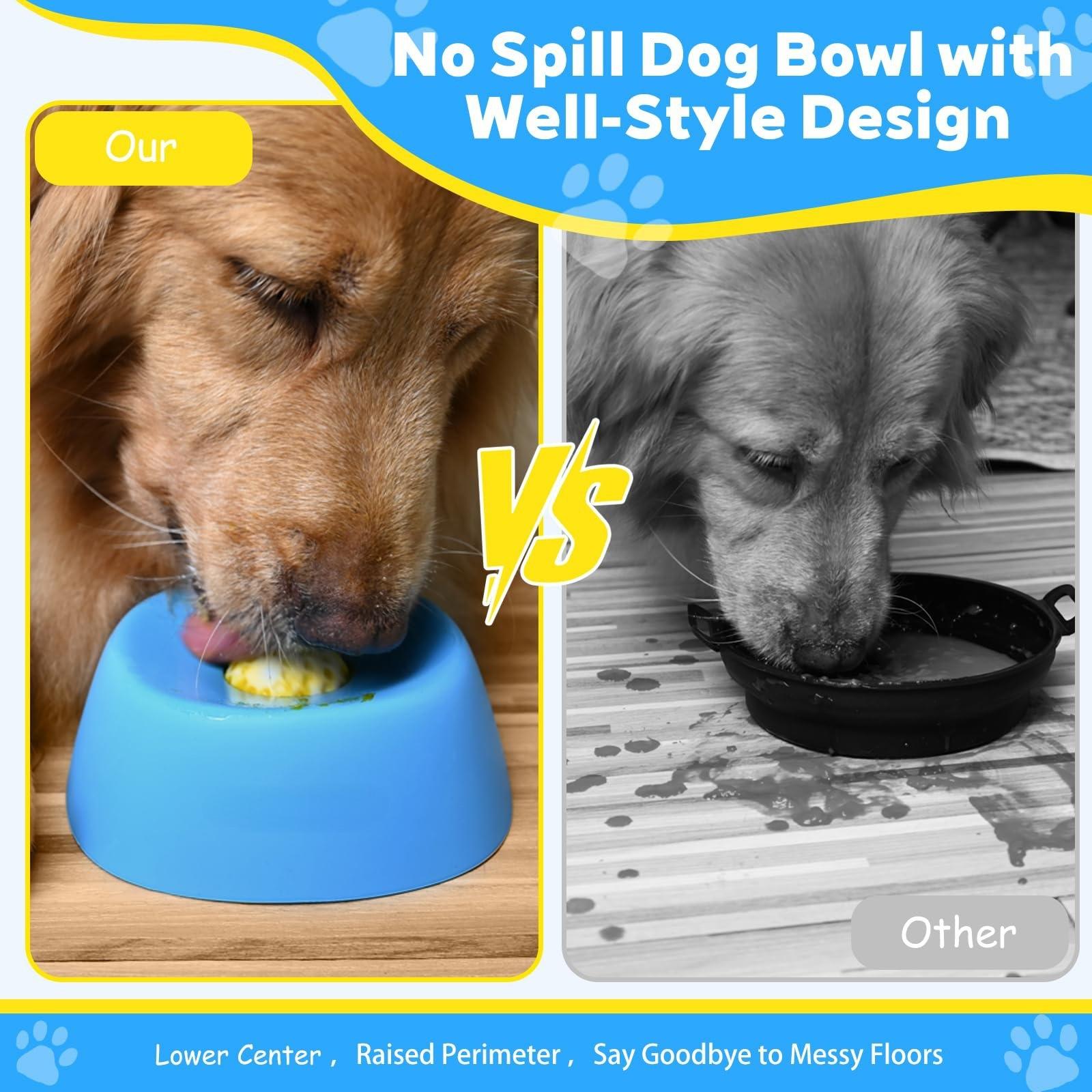 Anti-Gulping Dog Slow Feeder Bowl - Lick Mat Alternative with Movable Ball, Durable TPR Pet Treat Dispenser for Stress Relief, Easy to Clean Dishwasher Safe Dog Feeding Toy