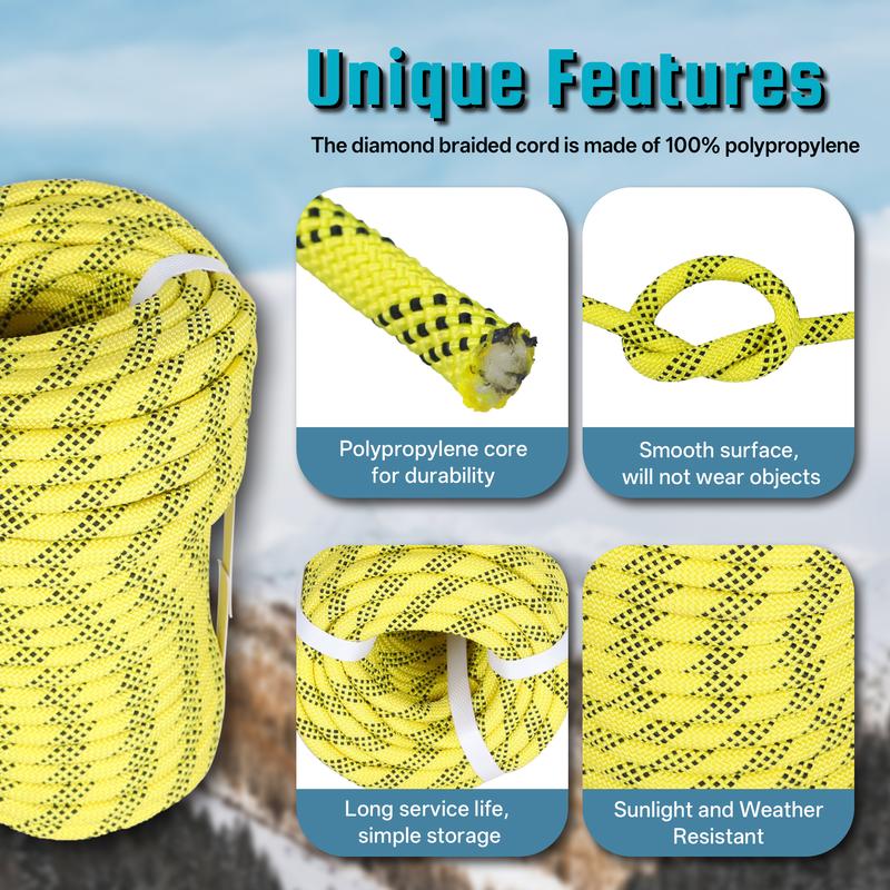 findmall 3/8 Inch Outdoor 48 Braided Polyester Rope 100Ft Rigging Rope Tensile Strength 3520Lbs In Multicolor