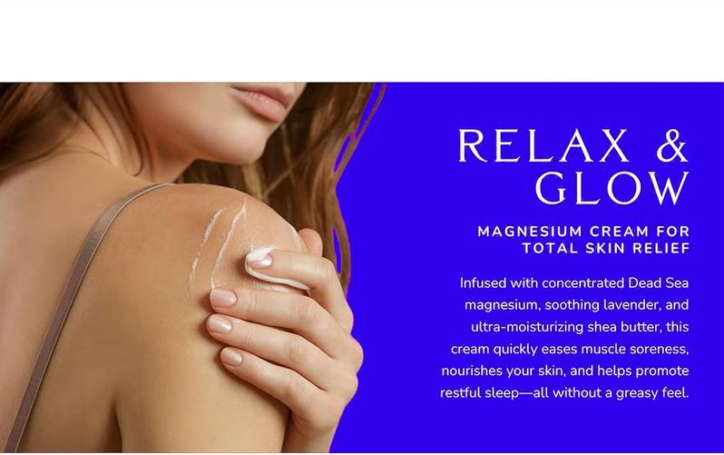 Nighttime Calming Magnesium Cream, Lavender & Grape Seed Oil, Deep Moisturizing Body Balm, Daily Massage & Hydration Care