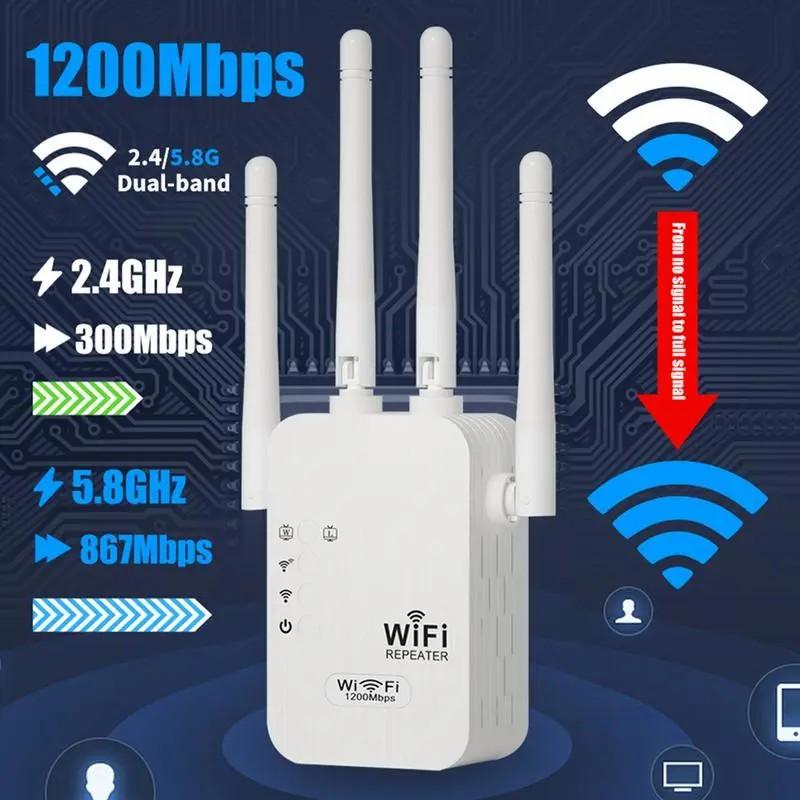 WiFi Extender 1200mbps Dual Band (5GHz/2.4GHz), Signal Booster Coverage 10,000 Sq Ft, 50 Devices, Ethernet Port, Us Plug, Wireless Signal Repeater