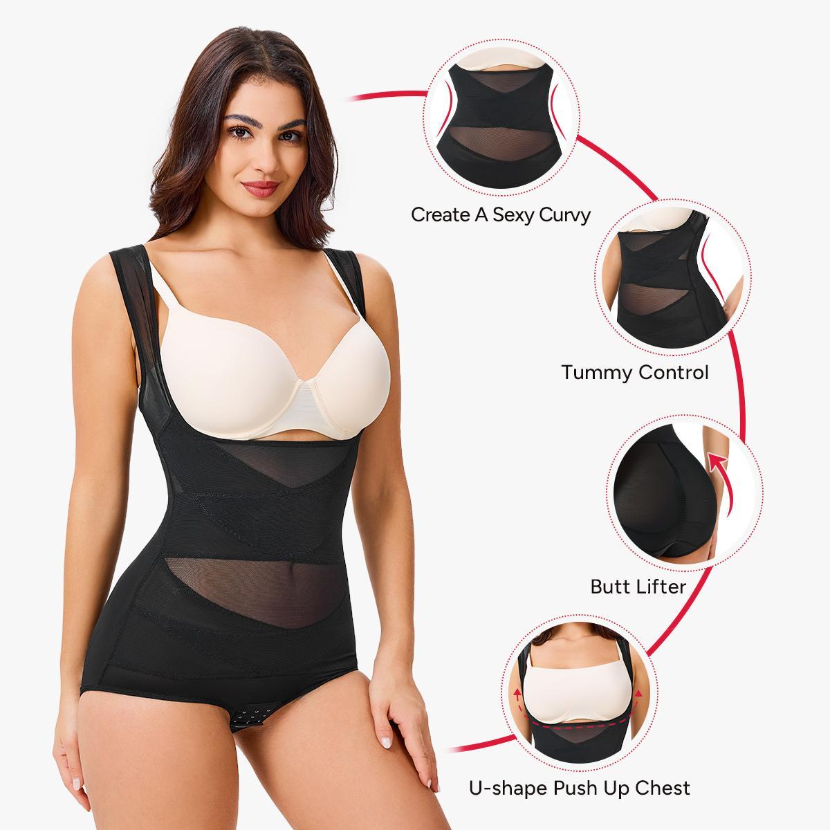 Nebility Women's Clothing Mesh Breathable Basic Faja Shapewear Minimalist Comfort Sleeveless Tops High Waist Compression Womenswear Brown Body Shapewear Shapewear Garment Sexy High Waist Shapewear Lady