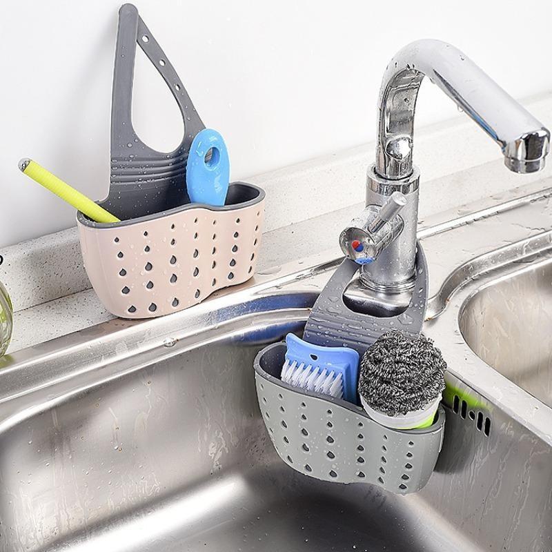 Adjustable Kitchen Sink Storage Rack Set, Soap Sponge Cloth Holder, Hanging Drainer Organizer, Space-Saving, Multi-Use, Durable Material