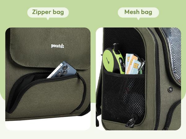 Pecute Cat Backpack Carrier Large Space Bubble Design for Travel Green Gray Khaki Ideal for Cat Lovers Animal Carrier