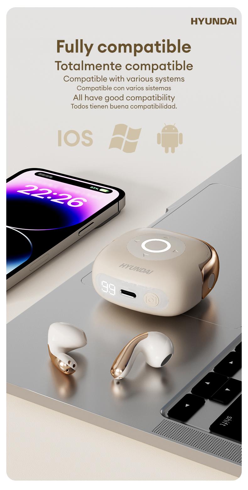 HYUNDAI SU6 Bluetooth Remote Control Earbuds for Short Video Watching and Camera Remote Control HIFI Stereo Headphones Compatible with Various Systems