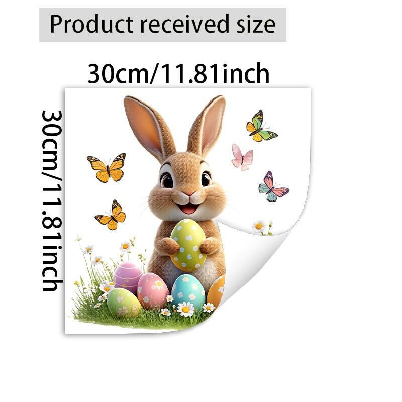 Easter Bunny Egg Sticker, Self-Adhesive Window Decal, Home Wall Decor, Removable PVC Art Sticker, Festive Seasonal Decoration