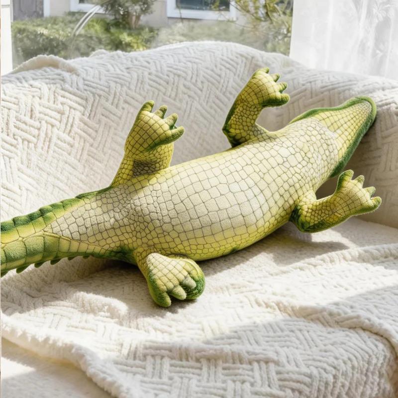 65/90CM Simulation Crocodile Plush Toys Soft Stuffed Lifelike Green Gray Brown Giant Alligator Sofa Cushion