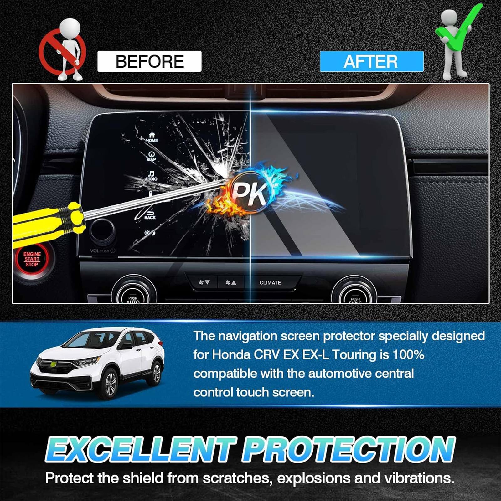 Canvcle 2017-2022 Honda CR-V CRV EX EX-L Touring 7-Inch Tempered Glass 9H Navigation Touchscreen Protector Film for Car Screen Protection & Smooth Touch
