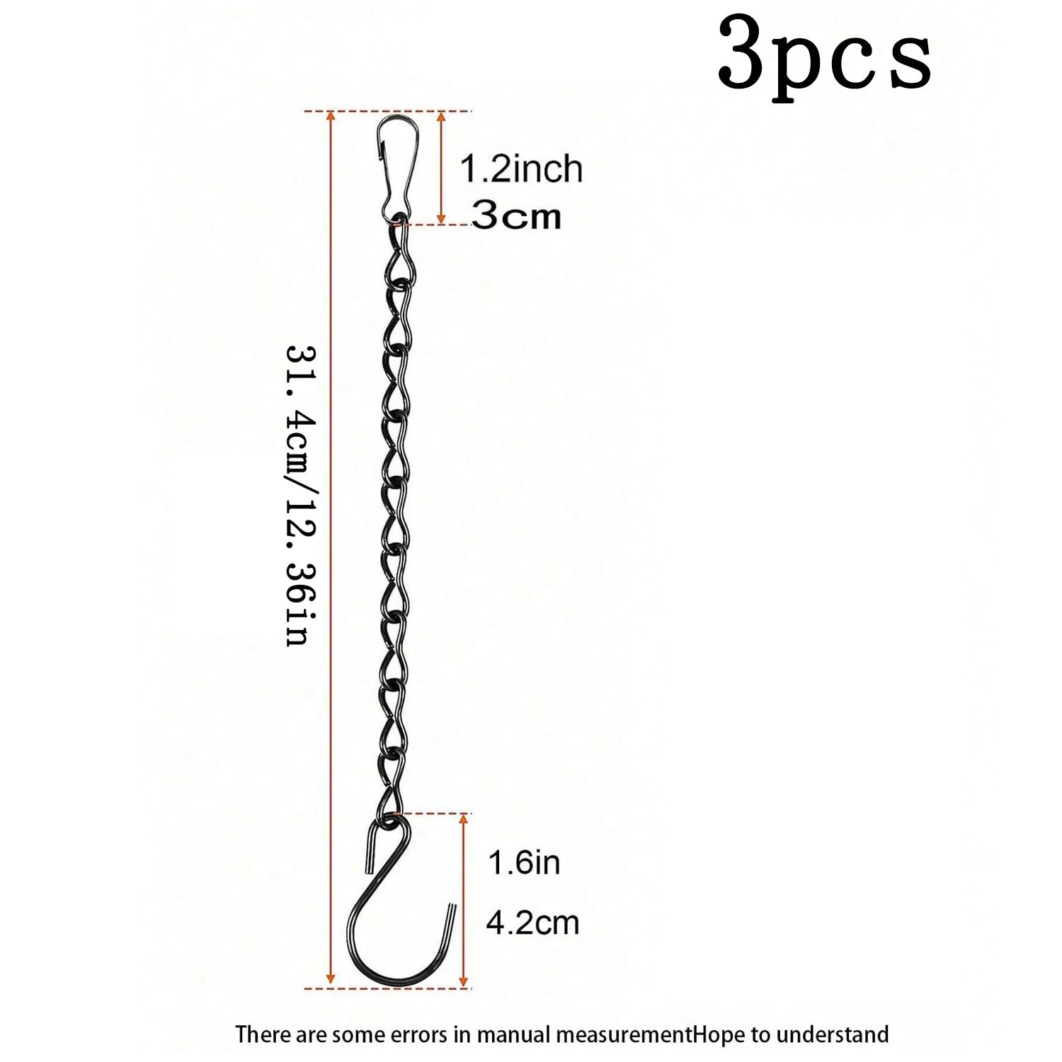 3-Piece Hanging Basket Chain Hooks, Replacement Chains for DIY Bird Feeder Pots Lanterns Decorative Iron Chains