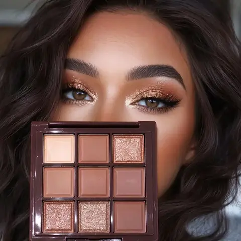 9 Color Chocolate Eyeshadow Palette, Matte & Glitter Eye Shadows Palette, Shimmering Eye Shadow Makeup Products for All Styles and Occasions, Enhance Eye Makeup, Shimmer Pigment Palette, Cosmetic