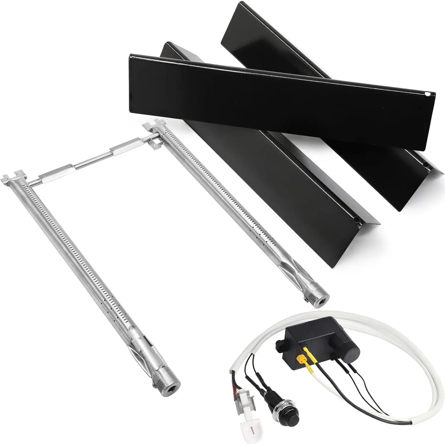Grill Replacement Parts for Weber Spirit I/II 200 with Front Control, 7635 Flavorizer Bars, 69785 Grill Burner Tubes & 7642 Grill Igniter Kit for Weber Spirit E210, E220, S210, S220 Grills