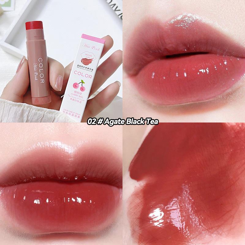 Cherry Color Lip Balm, Moisturizing and Anti-Crack, Lightweight Texture, Plant-Based Squalane, Suitable for All Skin Types, Adult Lip Care