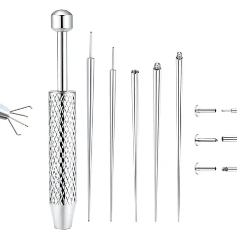 Piercing Taper Ball Grabber Tool for Changing Jewelry 16G 18G Stainless Steel Flat Back Earrings Applicator Tool Threadless Insertion Piercing Taper Sohochic