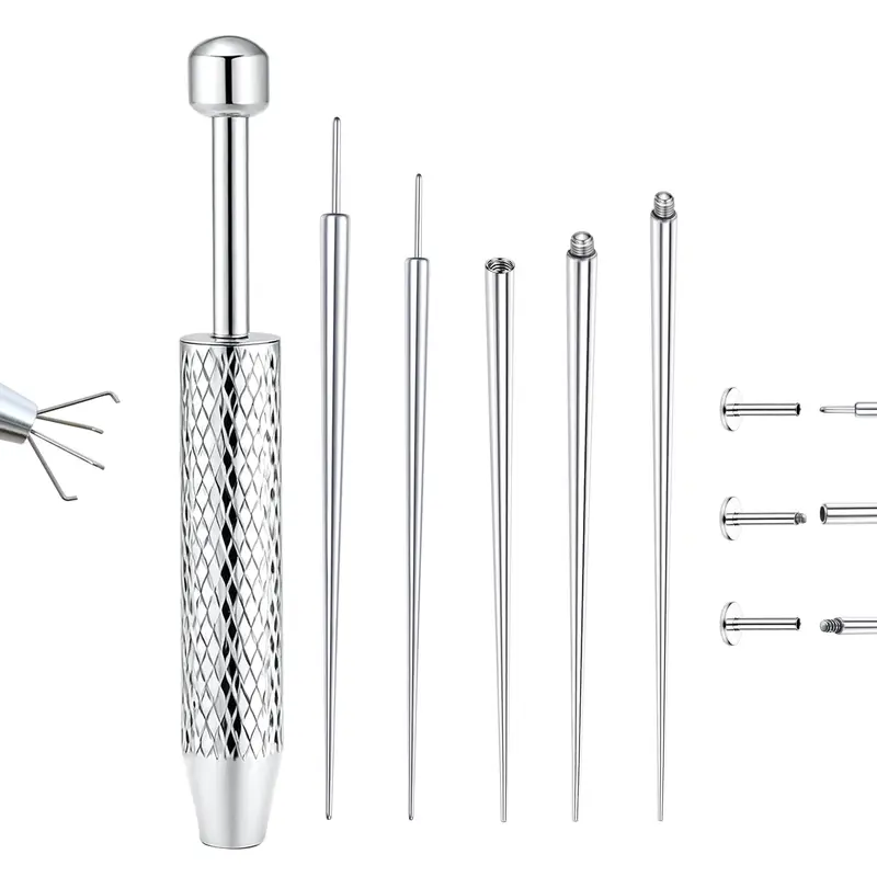 Piercing Taper Ball Grabber Tool for Changing Jewelry 16G 18G Stainless Steel Flat Back Earrings Applicator Tool Threadless Insertion Piercing Taper Sohochic