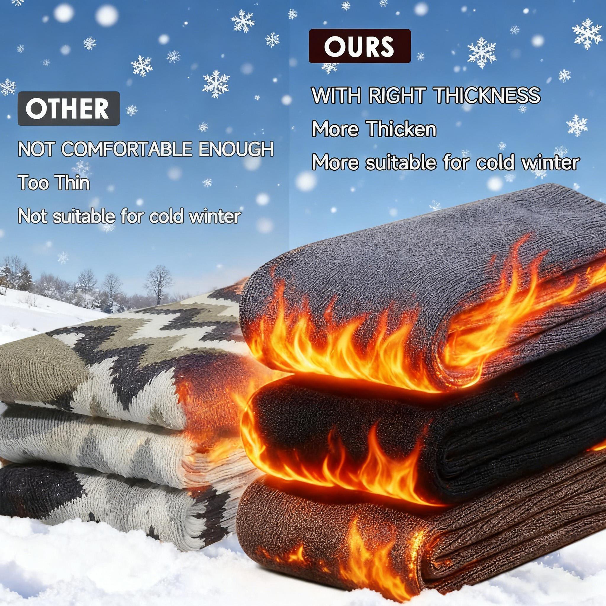 3/10 Pairs Men’s Winter Socks, Thermal Boot Socks with Thick Fleece Lining, Soft Cozy Warm Socks for Cold Weather, Outdoor Work, Hiking, Camping, Snow Days & Everyday Wear