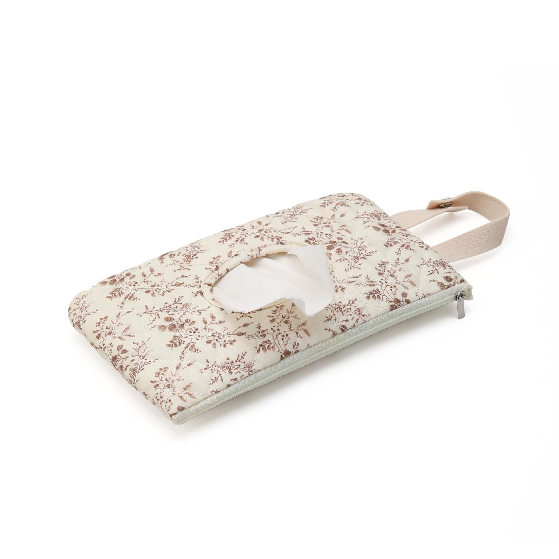 Floral Hanging Wet Wipe Bag with Handle, Portable & Convenient for Baby Stroller, Daily Use, Travel, Makeup, Outdoor Storage, Floral Print