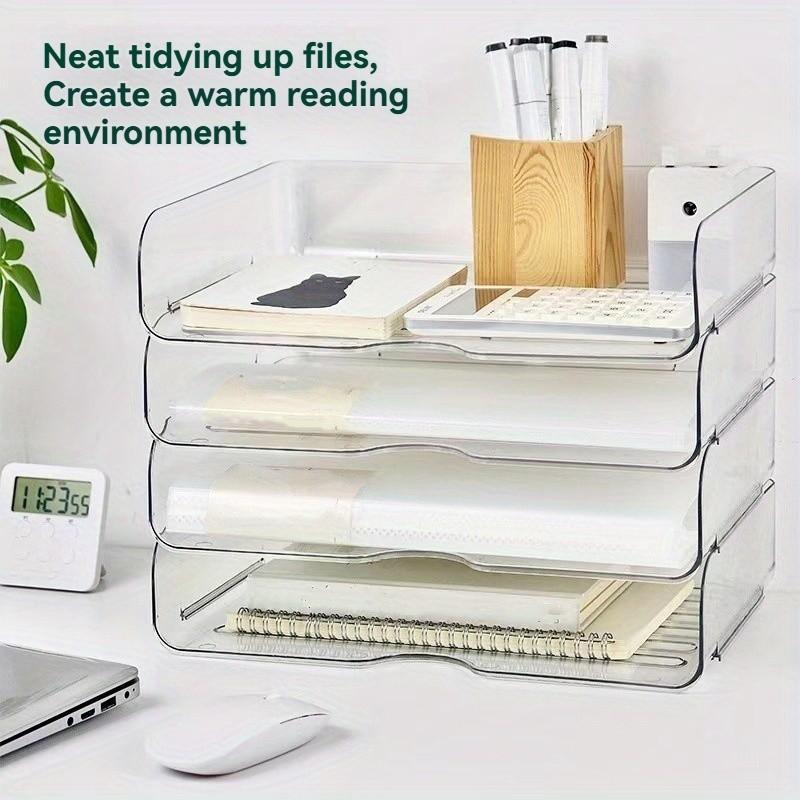 Stackable Desktop Storage Box, File Organizer, Office Desk Organizer, Stationery Supplies Holder, Cosmetic Storage Box, Desk Tidy