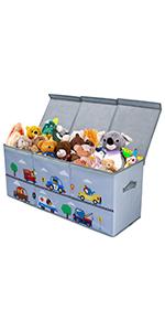 Unicorn Extra Large Toy Box Chest with Flip Lid for Kids, Collapsible Oxford Toy Storage Box with Handles Mesh Pockets, Sturdy Waterproof Toy Box for Bedroom Playroom, 37.7×12.5×15.7 Inch