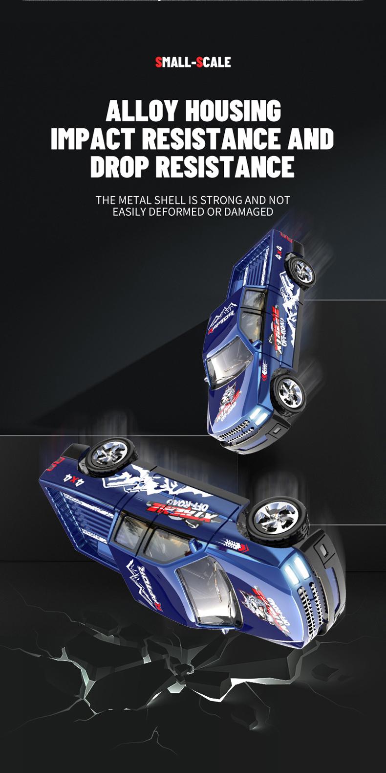 Hotfree 1/64 Mini RC Drift Car, High Speed Alloy Off-Road Truck with Trailer, 2.4GHz Remote Control Toy, USB-C Charging, 3-Speed Modes, LED Lights, Indoor Outdoor Racing, Fun Birthday Christmas Gift for Kids Boys  Outdoorfun