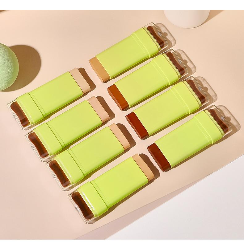 2-in-1 Concealer Foundation Stick with Built-in Brush, Long-Lasting Waterproof Matte Full Coverage, Crease & Sweat-Proof, Compact Portable, Includes Free Makeup Brush, Ideal for Daily & Party Use