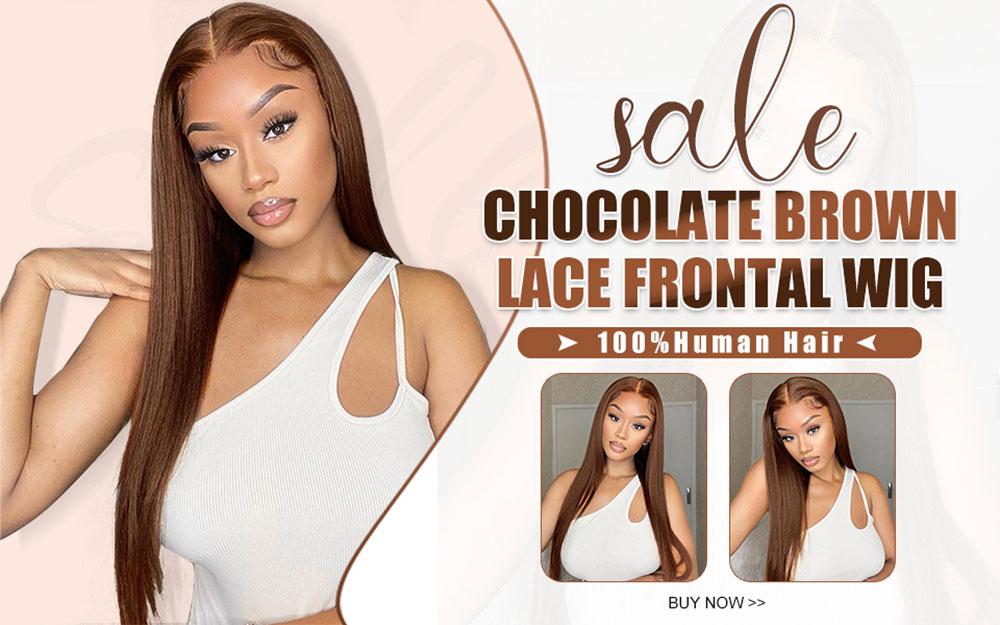 #4 Ginger Brown Straight Lace Front Wig Human Hair Dark Brown 13X6 HD Lace Frontal Wigs 200% Density Colorful Human Hair Wigs For Women Pre Plucked Hairline
