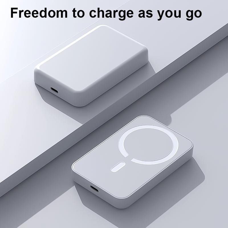 Portable charger, minimum 15W, 10000/5000mAh magnetic power bank, USB-C input/output fast charging, mini battery pack charger, compatible with Phone 16/15/14/13/12 Pro Max