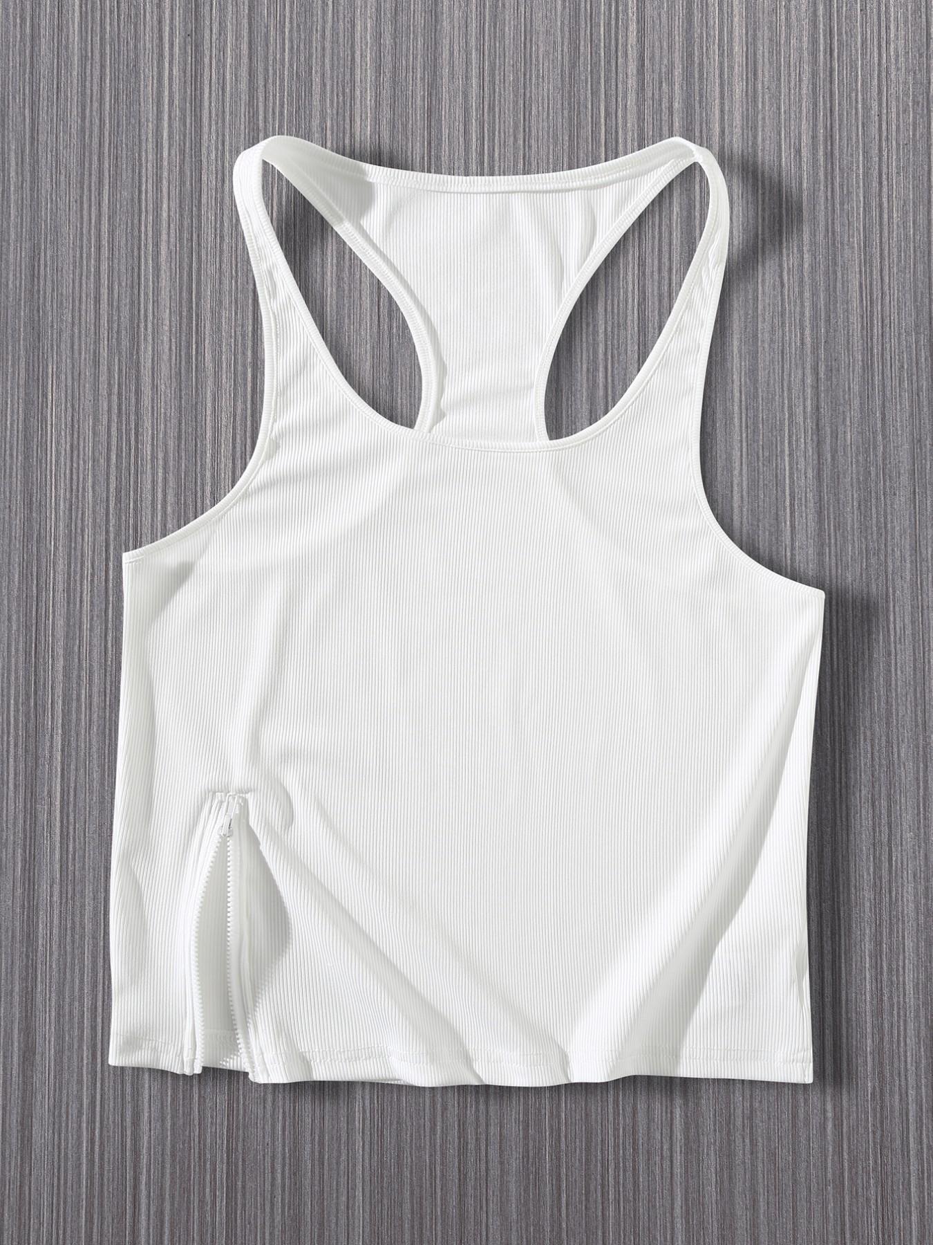 Men's Fitness Tank Top, Quick-Dry High Elasticity, Side Zip Design, Sleeveless T-Shirt, Gym Training, Running, Basketball, Tight Fit