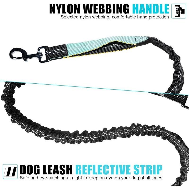 Hands-Free Dog Leash with Zipper Storage Bag, Dual Thick Handles, Durable Elastic Rope, Ideal for Walking, Jogging, Running
