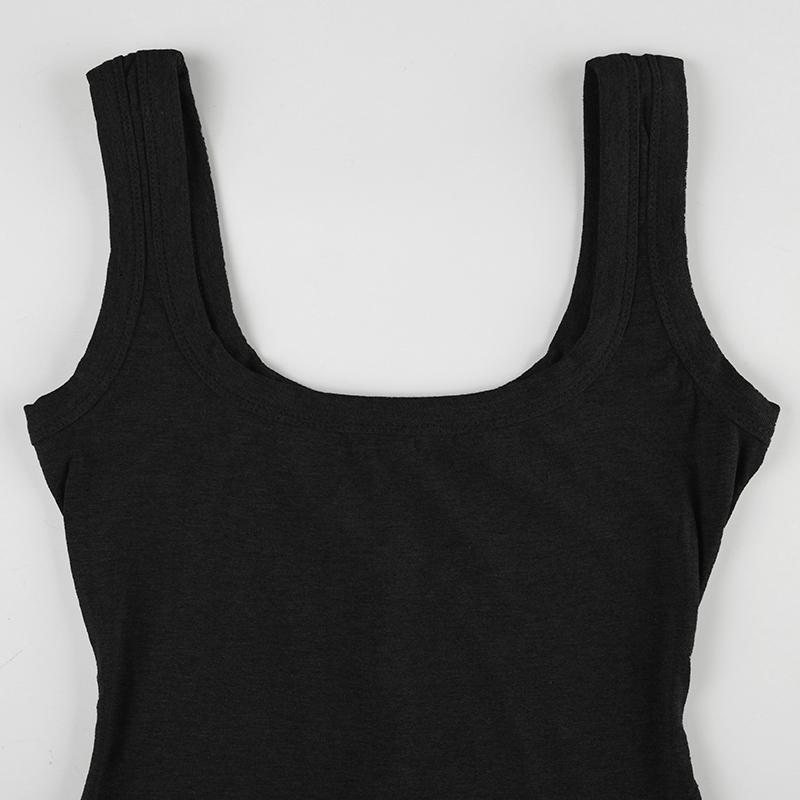 Women's Solid Square Neck Tank Romper, Casual Comfy Sleeveless Body Hugging Skinny Romper for Daily Wear, Ladies Clothes for Fall & Winter