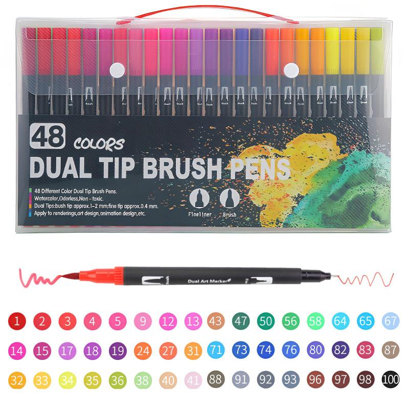 Art Supplier Dual Brush Markers Pens, Artist Coloring Marker Set, Fineliner & Brush Tip Pen with Premium Case for Adults Coloring Books Journal, Drawing, Doodlin, Art Supplies, Art Materials