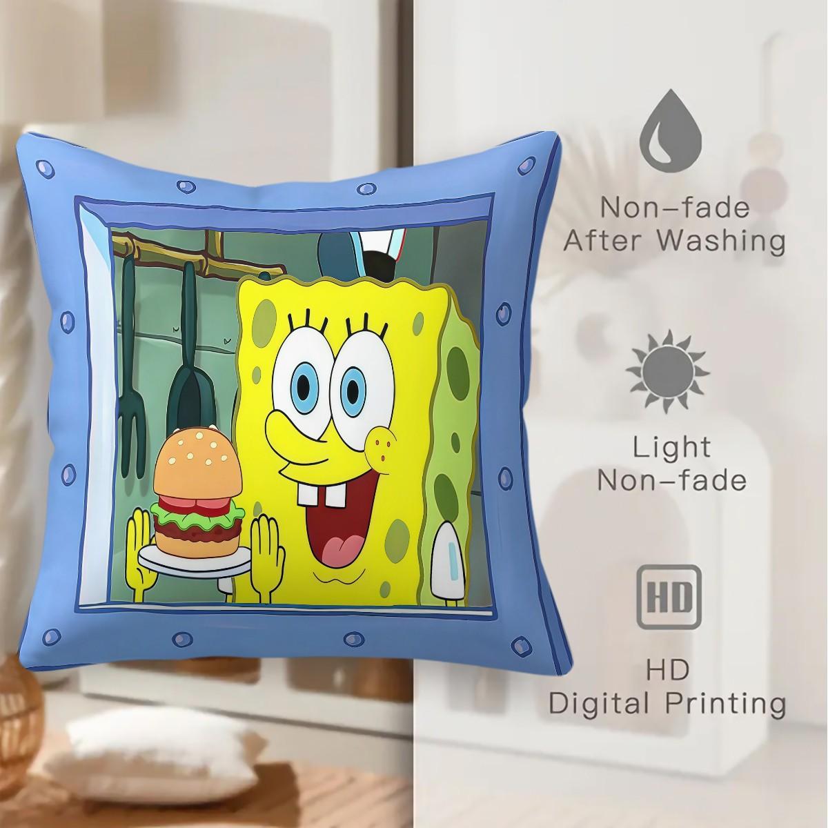Spongebob Squarepants Pattern Pillow, Soft and Comfortable Printed Design, Multiple Patterns Available, Perfect Gift for Kids and Adults