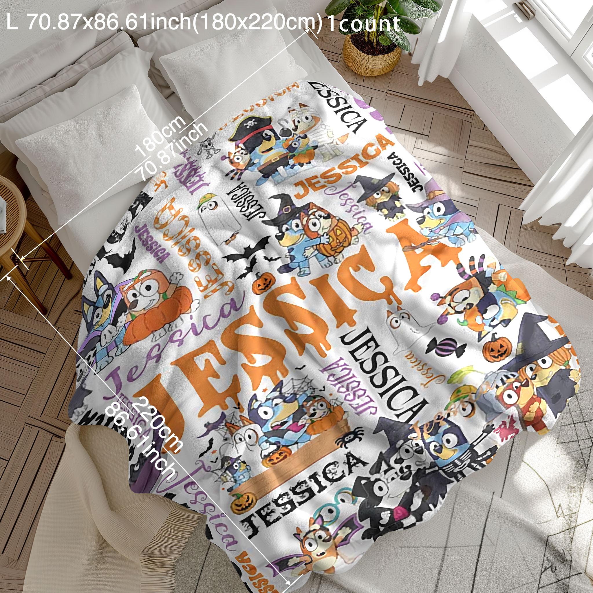 Soft Dog Patchwork Blanket, Perfect Gift for Family/friends, Ideal for Learning/naptime, Pet Bedding, Bedroom Decor, Halloween/birthday Gift