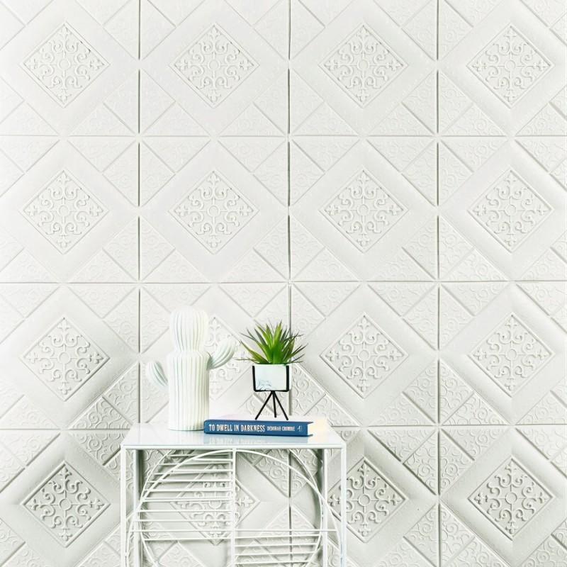 30pcs  Embossed Self-Adhesive Ceiling Tiles - Waterproof Self-Adhesive Fancy Pattern Wall Stickers, Removable Damage-Free Peel and Stick Wallpaper, Suitable for Living Bedroom Kitchen Ceiling Decoration, 13.78 Inches X 13.78 Inches