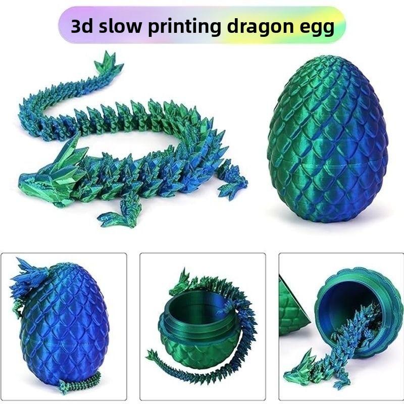 3D Printed Crystal Dragon and Egg Set, Jointed Dragon Figurine Creative Gift, Openable Dragon Egg Set Cute Pet Dragon Handmade Toy, Collectible Figurines, Collectible Room Decor