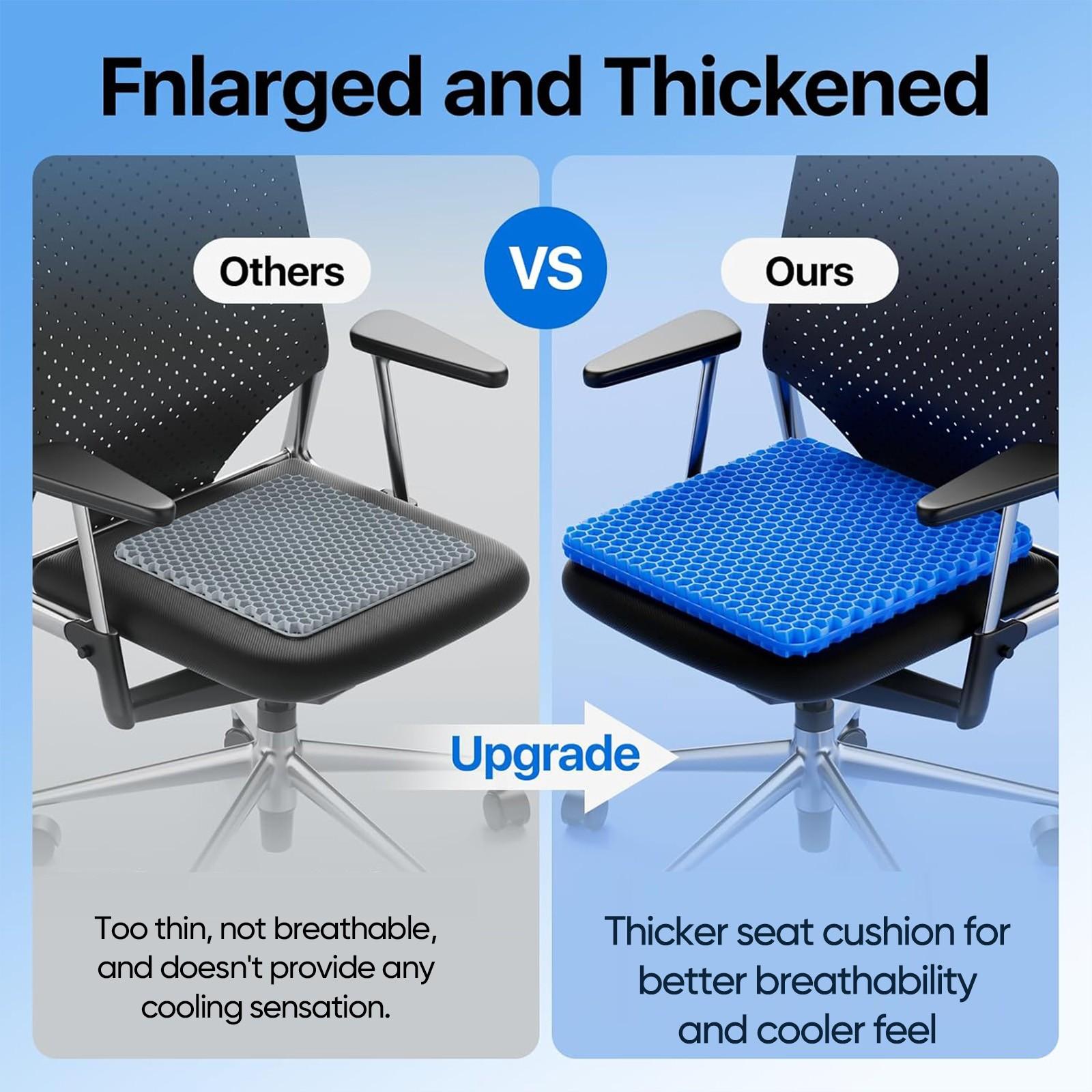 Double-layered honeycomb gel seat cushion is highly elastic, easy to carry, foldable, and detachable. It enhances airflow, keeping the bottom cool, and is suitable for those who sit for long periods in the office or car. It's also an excellent gift