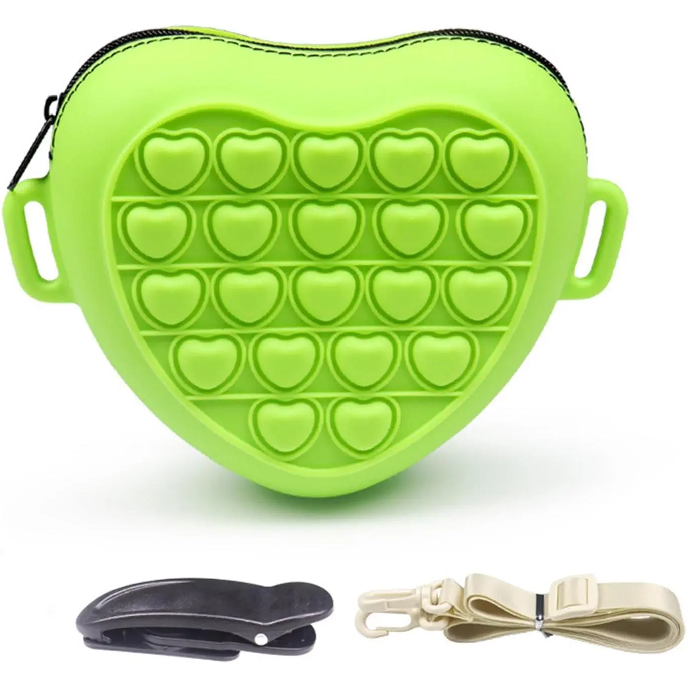 Pouch with  Strap and  Clip, Zipper Closure Closure to Avoid Spilling,  Pouches for   (Green)