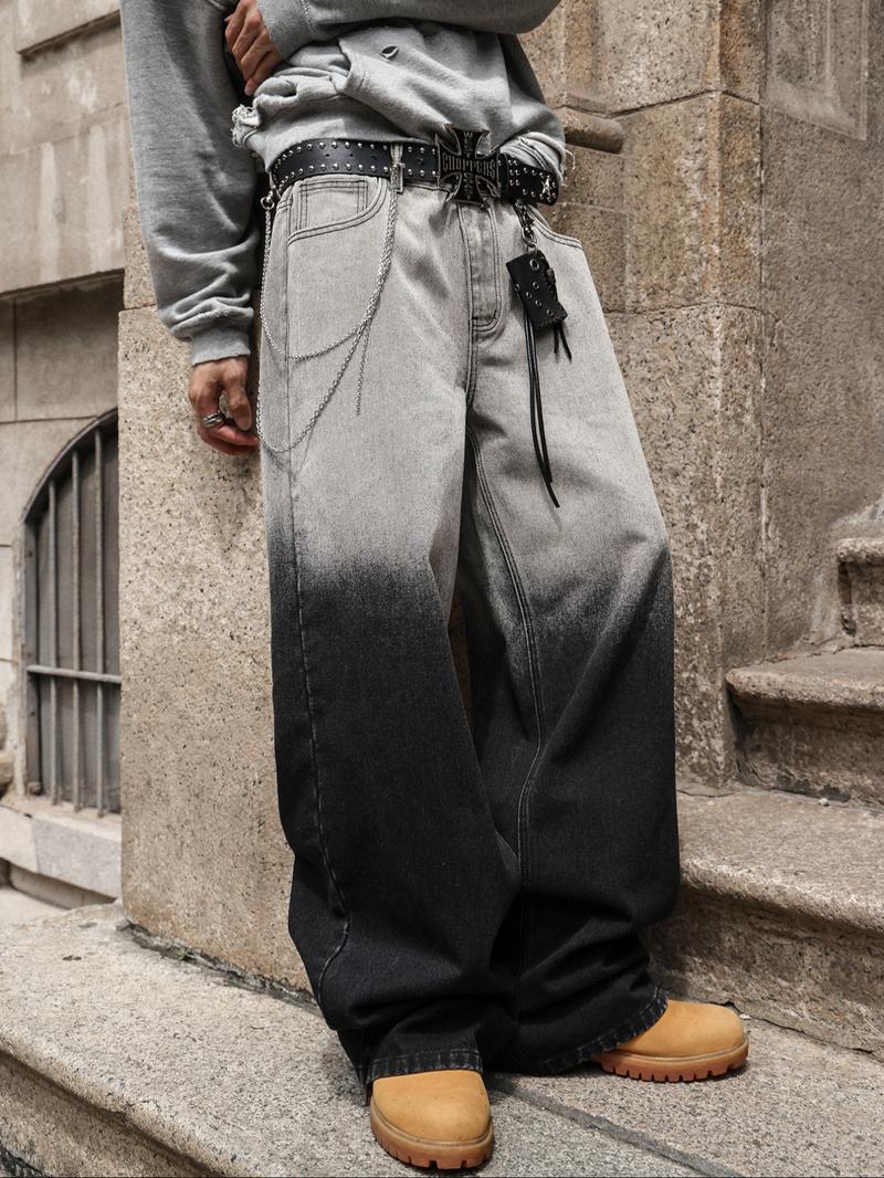 Four-Season Gradient Washed Vintage Loose Straight Jeans, Y2K Street Style Denim Jeans, Perfect Gift for Husband or Boyfriend