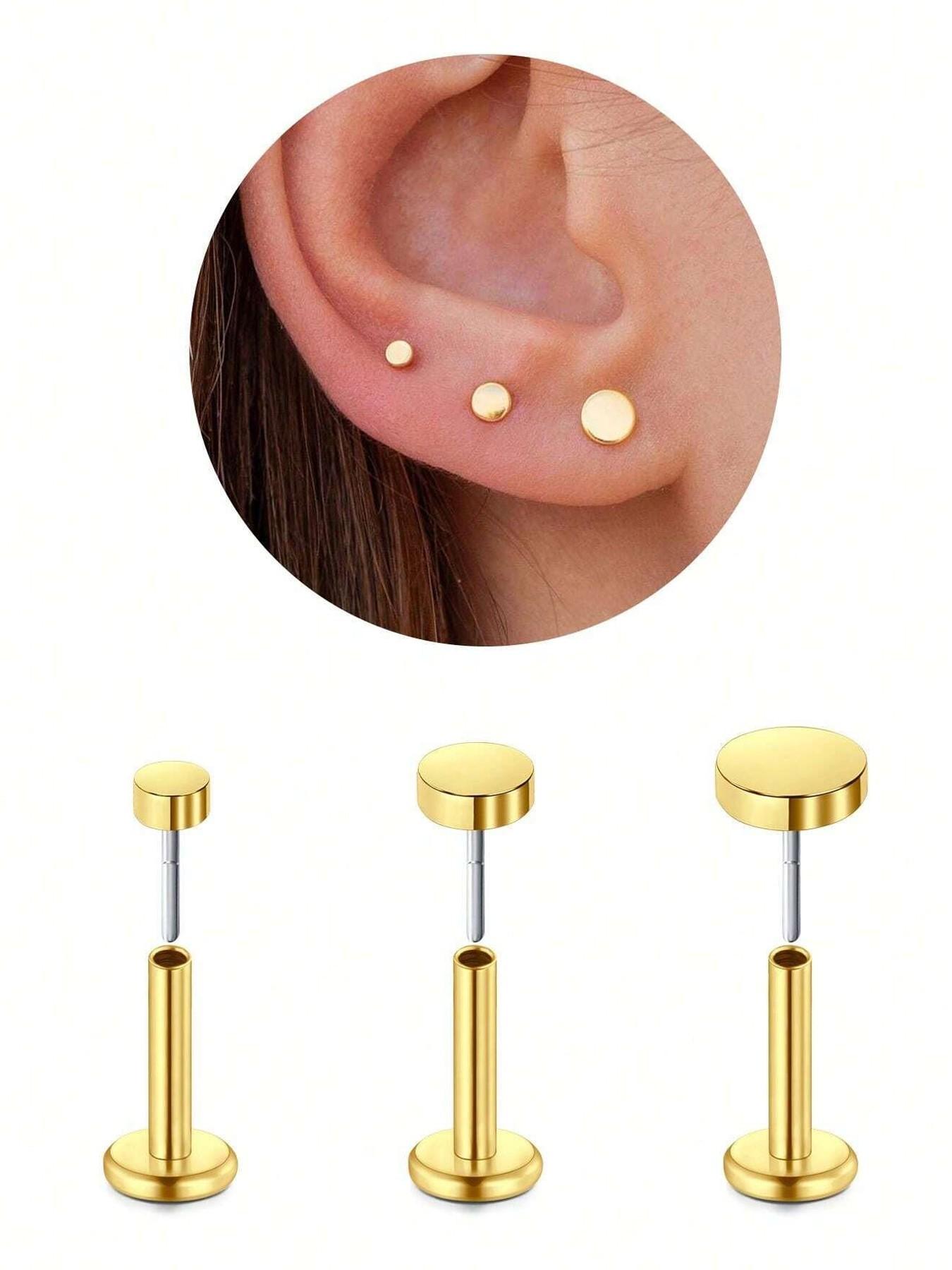 3pcs Threadless Cartilage Earrings, Medusa Piercing Studs, 20gauge Nose Studs, Helix Conch Tragus Jewelry, 2mm 3mm 4mm