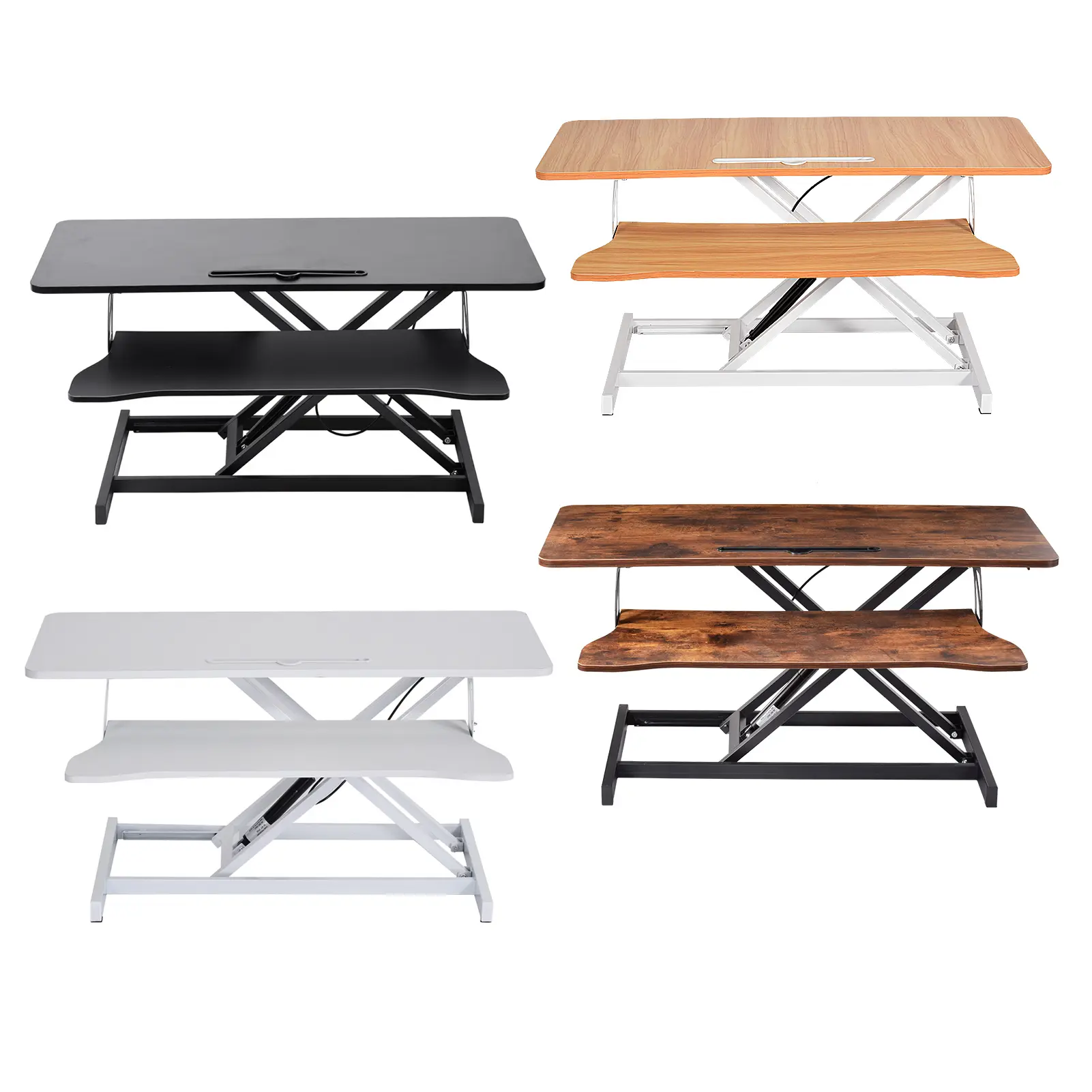 Adjustable Pneumatic Desk Riser, Double Layer Laptop Stand with Keyboard Shelf, Ergonomic Home Office Workstation, Height 15-48cm, Load 37.5lbs
