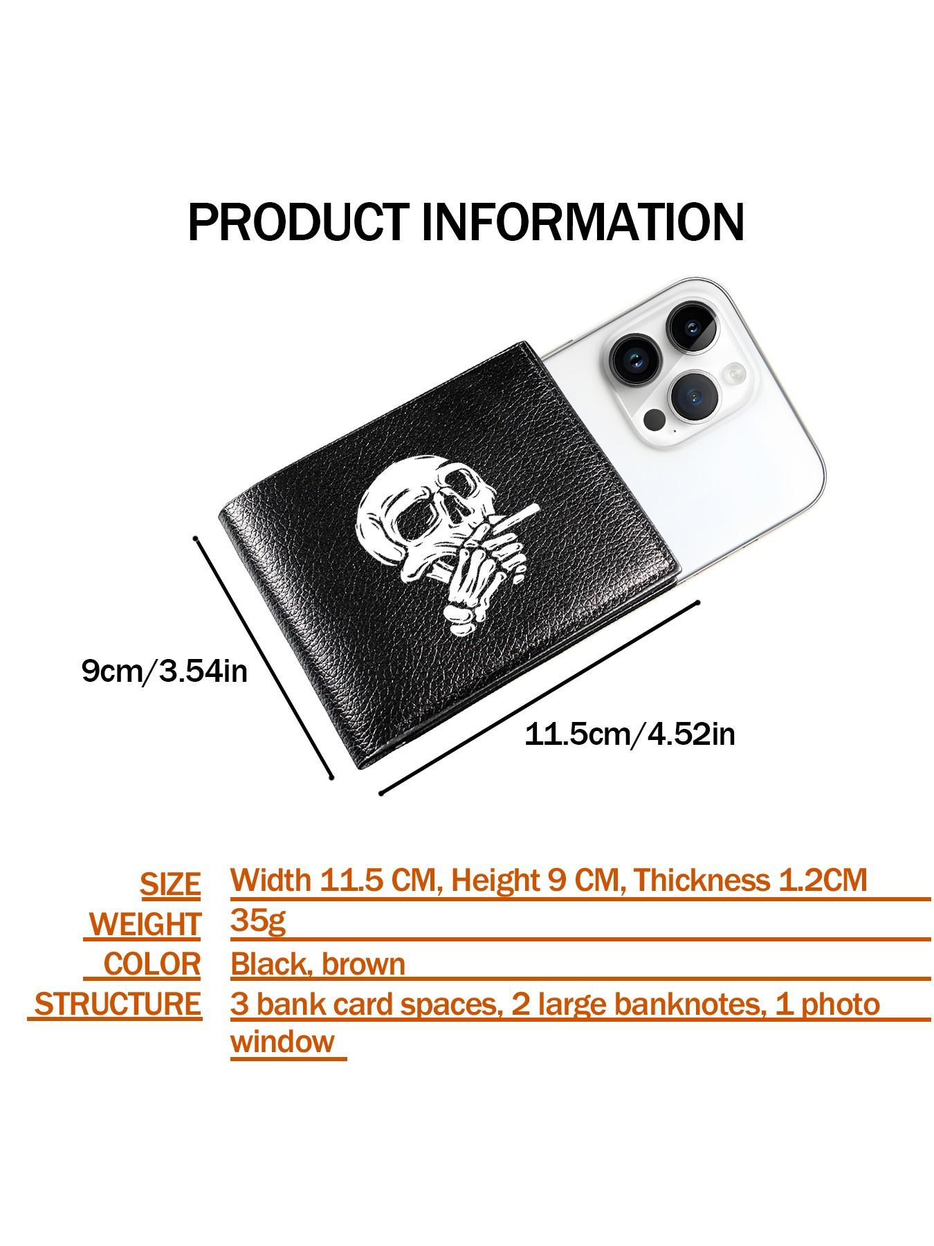 Cool Smoking Skull Print Bifold Wallet for Women Men, Unisex Multi-Card Slot Casual Wallet, Slim Card Holder with Bill Compartment, Perfect for Daily Use, Gift for Streetwear Lovers