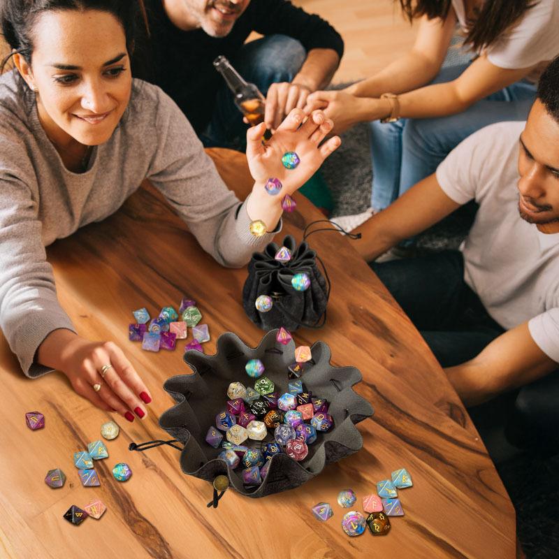 1pc Portable Drawstring Tray Bag, Multifunctional Storage Pouch for Tabletop Games Dice Jewelry Coins Keys, Display Organizer