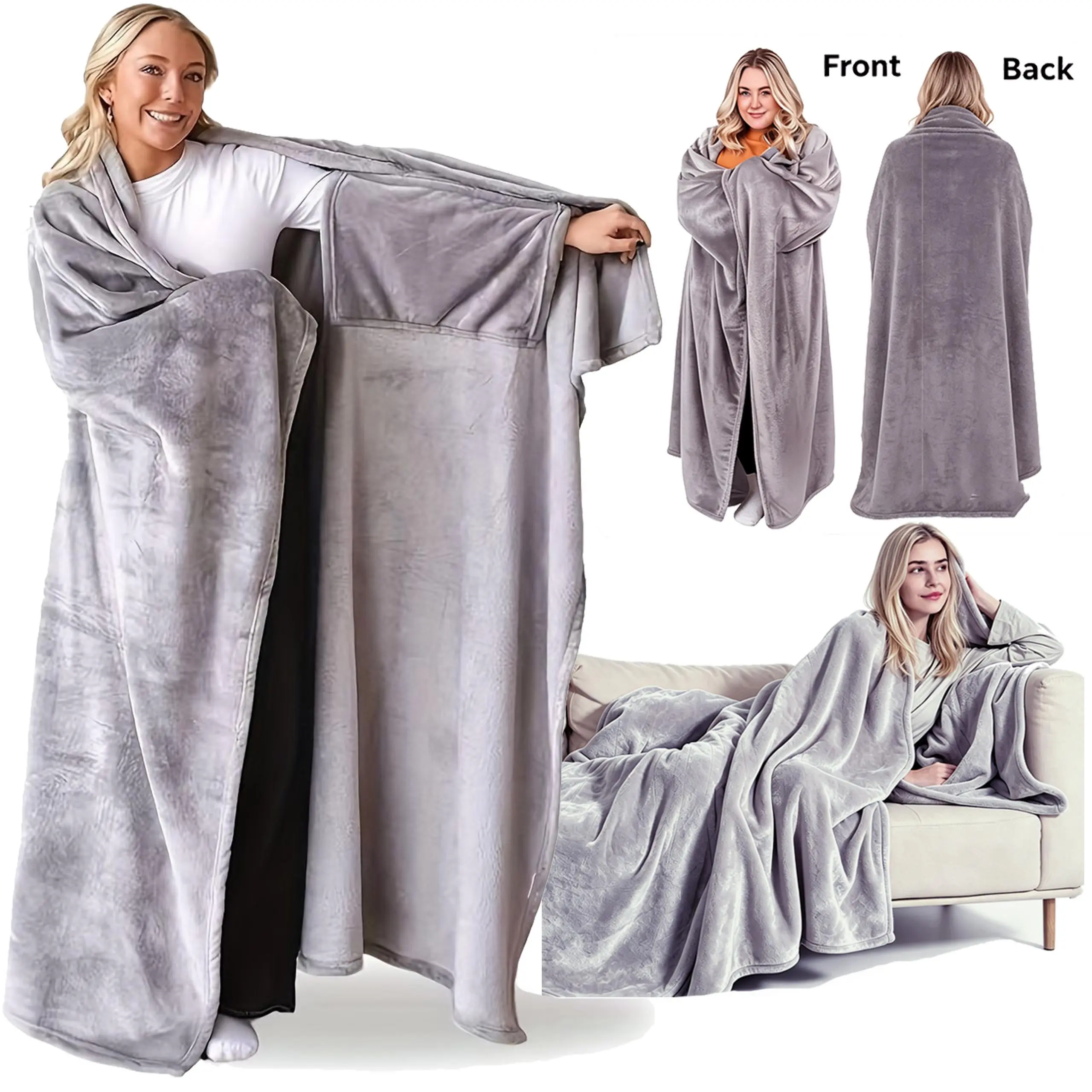 Wearable TV Blanket 71″ x 62″ – Flannel Wrap Throw with Sleeves for Women & Men, Cozy Oversized Blanket, Christmas Birthday Gift for Wife