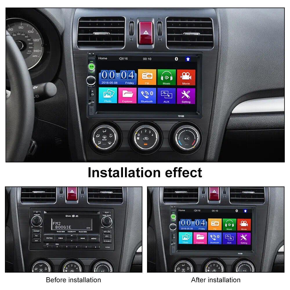Bileeko 7" Double 2 DIN Car MP5 Player Bluetooth Touch Screen Stereo Radio With Camera