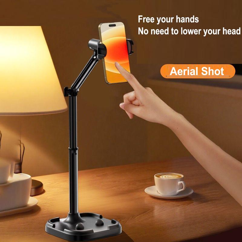 360 Rotating Desktop Phone Holder, Adjustable Live Streaming Stand, Aluminum Alloy Material, Selfie Accessories, Lazy Bracket, Tablet Stand, Stable Phone Holders