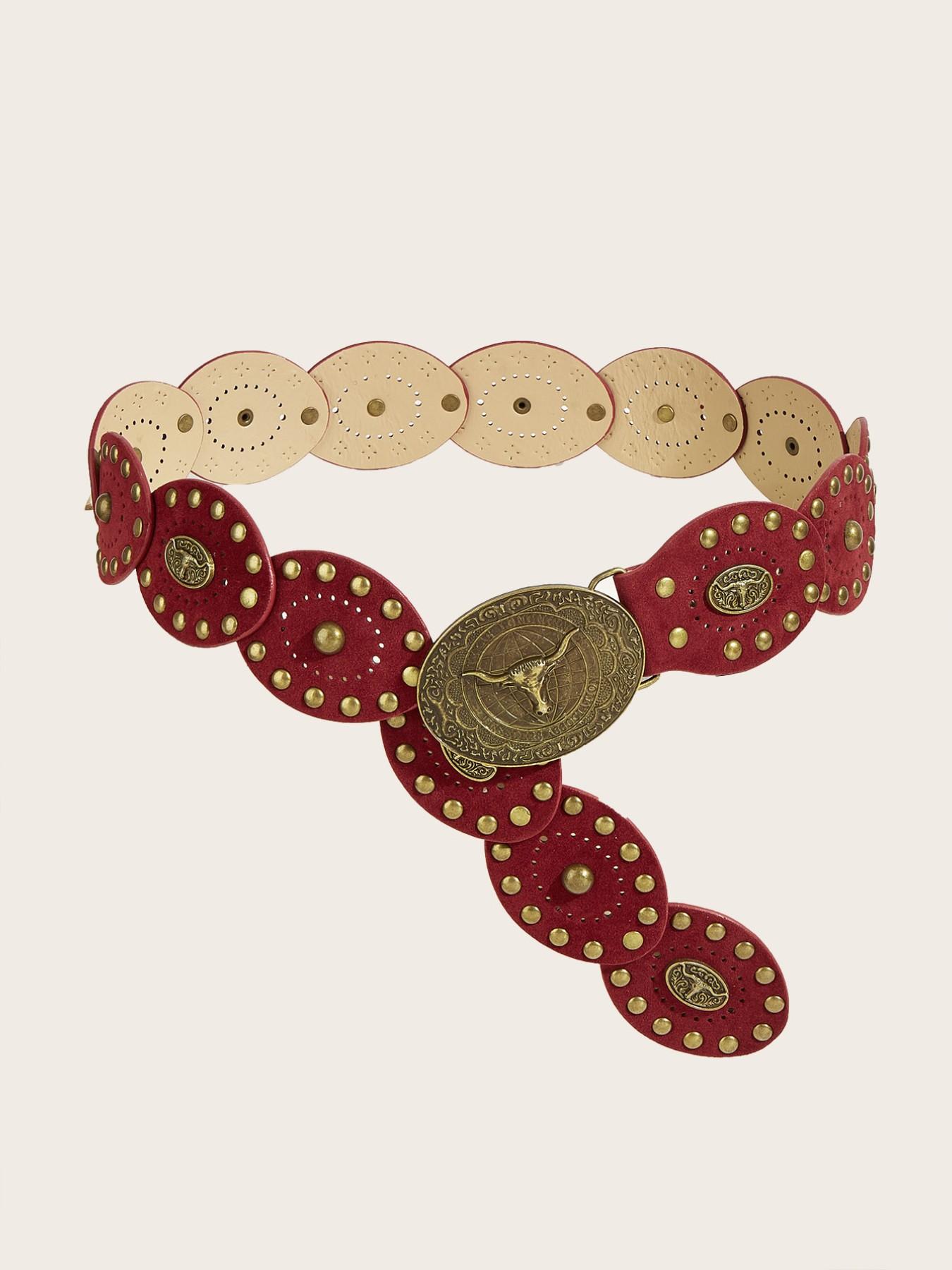 Pu Leather Boho Western Red Belt RoseSeek Women main image 2
