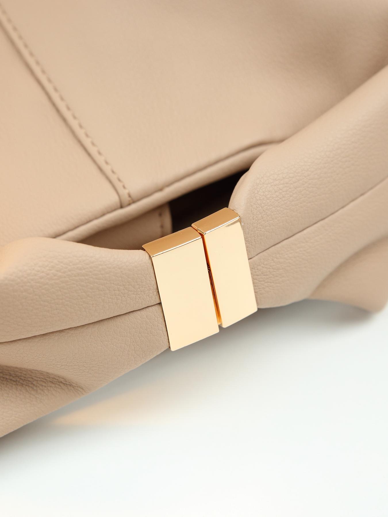 Niche design simple solid color bento bag lychee pattern going out leisure Fashionable Evening Bag shoulder messenger bag dinner bag