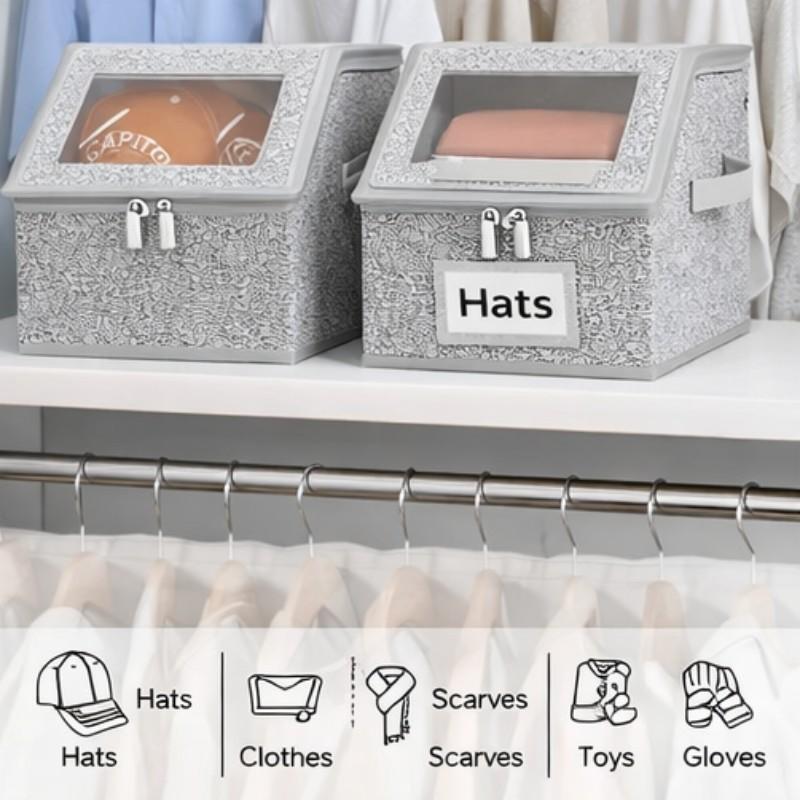 Stackable Baseball Cap Storage Box for 24 Caps, Organizer for Hats, Durable Cardboard Organizer for Men, Classic Style Closet Organizer